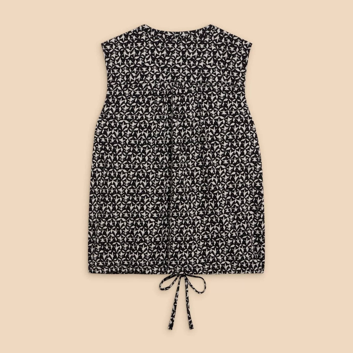 White Stuff Tulip Sleeveless Shirt in Black Print